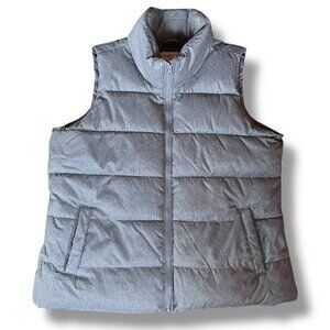 Old Navy Mens Vest XL Gray Herringbone Full Zip Quilted Winter Pockets